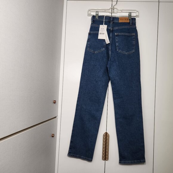 NA-KD Straight High Waist Jeans Women's Size 4 (EU34) Blue Denim - Picture 4 of 7